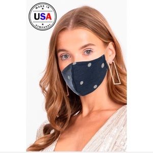 3 Pack - Denim Blue Polka Dot Face Mask